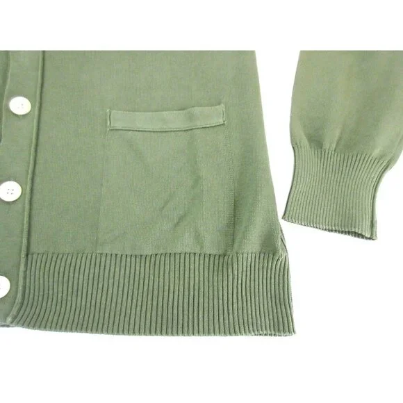 OOBE Brand Men's Ashworth Cotton Cardigan Italian Made Sweater Militaire Green - Picture 4 of 7